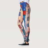 Farbenfrohe Street Panorama Impressionistische Kun Leggings (Links)