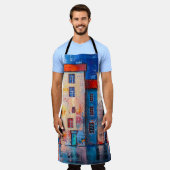 Farbenfrohe Street Panorama Impressionistische Kun Schürze (Getragen)