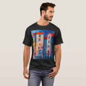 Farbenfrohe Street Panorama Impressionistische Kun T-Shirt (Vorne ganz)