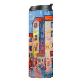 Farbenfrohe Street Panorama Impressionistische Kun Thermosbecher (Nach links gedreht)