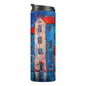 Farbenfrohe Street Panorama Impressionistische Kun Thermosbecher (Nach rechts gedreht)