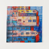 Farbenfrohe Street Panorama Impressionistische Kun Wandteppich (Vorderseite (Horizontal))