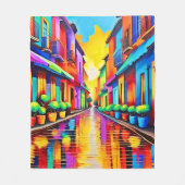 Farbenfrohe Street Scene Art Fleecedecke (Vorderseite)