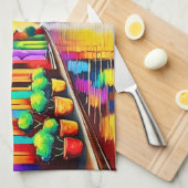 Farbenfrohe Street Scene Art Geschirrtuch (Viertel Falte)