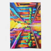 Farbenfrohe Street Scene Art Geschirrtuch (Vertikal)