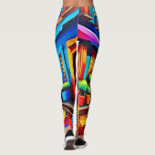 Farbenfrohe Street Scene Art Leggings (Rückseite)