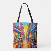 Farbenfrohe Street Scene Art Tasche (Rückseite)