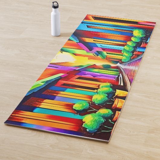 Farbenfrohe Street Scene Art Yogamatte (Beispiel)