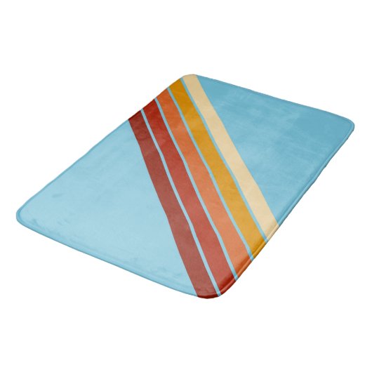 Farbenfrohe Streifen 70er 80er Retro Racing Streif Badematte (Schrägansicht)