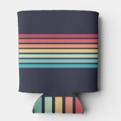 Farbenfrohe Streifen 70er 80er Retro Racing Streif Dosenkühler (Rückseite)