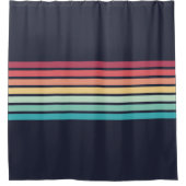 Farbenfrohe Streifen 70er 80er Retro Racing Streif Duschvorhang (Vorderseite)