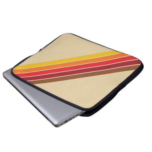 Farbenfrohe Streifen 70er 80er Retro Racing Streif Laptopschutzhülle (Vorne Knopf)