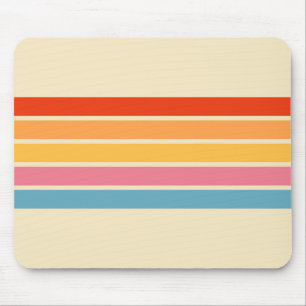 Farbenfrohe Streifen 70er 80er Retro Racing Streif Mousepad