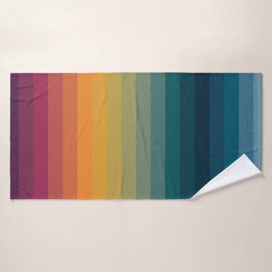 Farbenfrohe Streifen 70er 80er Retro Regenbogenstr Badehandtuch (Badehandtuch)