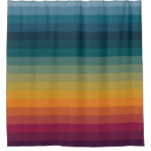 Farbenfrohe Streifen 70er 80er Retro Regenbogenstr Duschvorhang (Vorderseite)