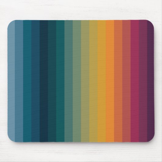 Farbenfrohe Streifen 70er 80er Retro Regenbogenstr Mousepad (Vorne)