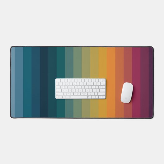 Farbenfrohe Streifen 70er 80er Retro Regenbogenstr Schreibtischunterlage (Tastatur & Maus)