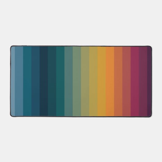 Farbenfrohe Streifen 70er 80er Retro Regenbogenstr Schreibtischunterlage (Vorderseite)