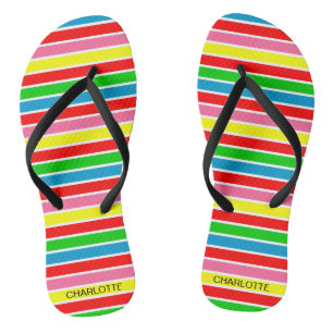 Farbenfrohe Streifen Abstracte Personalisierte Fli Badesandalen
