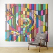 Farbenfrohe Streifen Abstrakt mit Spiralzentrum Wandteppich (Beispiel (Horizontal))