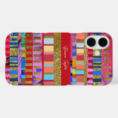 Farbenfrohe Streifen auf Pink Modern Girl Case-Mate iPhone Hülle (Rückseite (Horizontal))