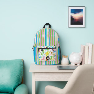 Farbenfrohe Streifen Bedruckter Rucksack