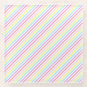 Farbenfrohe Streifen Einhorn Regenbogen Pastellfar Glasuntersetzer