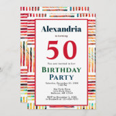 Farbenfrohe Streifen Fabulous 50. Geburtstag Einla (Vorne/Hinten)