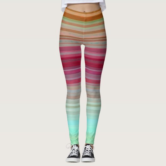 Farbenfrohe Streifen Farbmuster Leggings (Vorderseite)