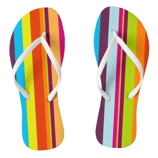 Farbenfrohe Streifen Flip Flops Badesandalen (Fußbett)