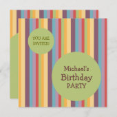 Farbenfrohe Streifen Geburtstagsfeier Einladung (Vorne/Hinten)