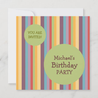 Farbenfrohe Streifen Geburtstagsfeier Einladung