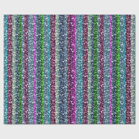 Farbenfrohe Streifen Glitzer Muster Geschenkpapier (Flach)