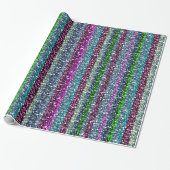 Farbenfrohe Streifen Glitzer Muster Geschenkpapier (Ungerollt)