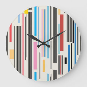 Farbenfrohe Streifen: Grafisches Pattern-Mix Große Wanduhr
