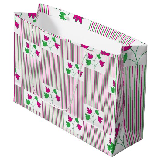 Farbenfrohe Streifen Große Geschenktüte (Vorderseite Schrägansicht)
