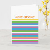 Farbenfrohe Streifen Happy Birthday Preppy Mod Ang Karte (Gelbe Blume)