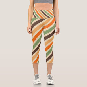 Farbenfrohe Streifen im Retro-Stil Groovy Funky Capri Leggings
