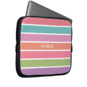 Farbenfrohe Streifen individuelle Name Laptop-Ärme Laptopschutzhülle (Vorne Rechts)
