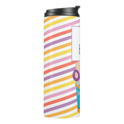 Farbenfrohe Streifen Lehrer Thermosbecher (Nach links gedreht)