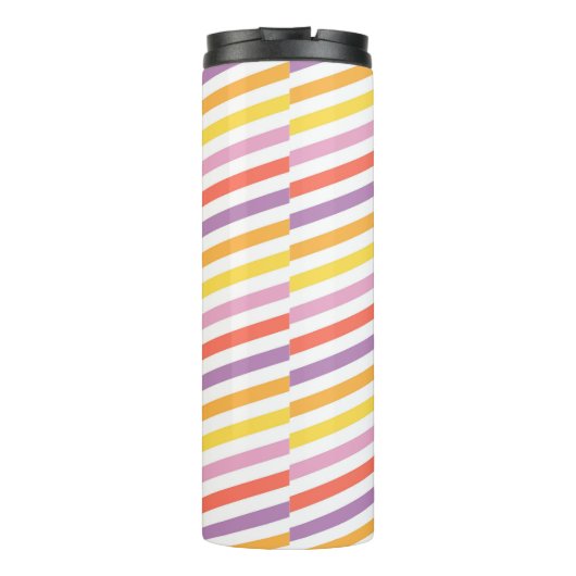 Farbenfrohe Streifen Lehrer Thermosbecher (Rückseite)
