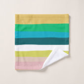 Farbenfrohe Streifen Linien Abstraktes Muster Badhandtuch Set (Waschlappen)