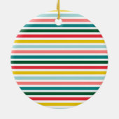 Farbenfrohe Streifen Merry & Bright Custom Weihnac Keramik Ornament (Hinten)