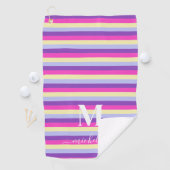 Farbenfrohe Streifen mit Monogramm Schrift Golfhandtuch (Insitu)