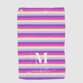 Farbenfrohe Streifen mit Monogramm Schrift Golfhandtuch (Vorderseite)