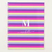 Farbenfrohe Streifen mit Monogramm Schrift Planer (Vorderseite)