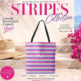 Farbenfrohe Streifen mit Monogramm-Schriftzug Tasche