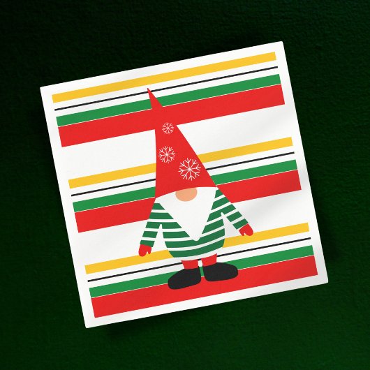 Farbenfrohe Streifen mit Niedlichem Gnome Weihnach Serviette