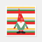Farbenfrohe Streifen mit Niedlichem Gnome Weihnach Serviette (Vorderseite)