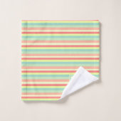 Farbenfrohe Streifen Moderne Mit Monogramm Badhandtuch Set (Waschlappen)